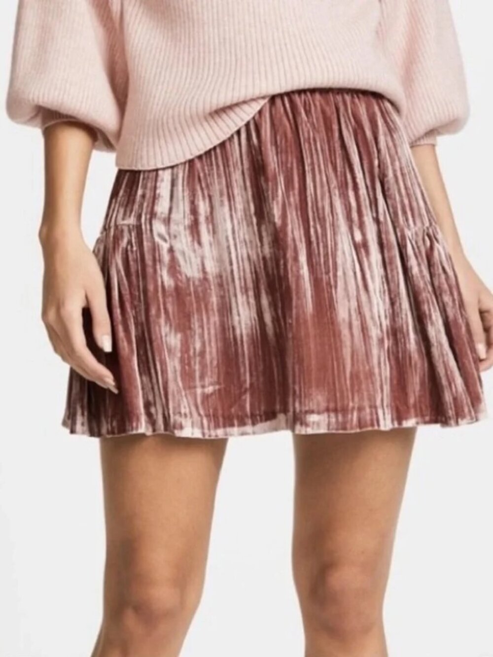 Madewell Crushed Velvet Blush Pink Mini Skirt
